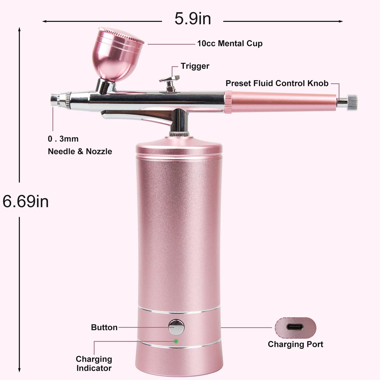 Airbrush-Kit Rechargeable Cordless Airbrush Compressor -Auto Handheld Airbrush Gun, Airbrush Set Portable Wireless Air Brush for Barber, Nail Art, Cake Decor, Makeup, Model Painting