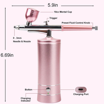 Airbrush-Kit Rechargeable Cordless Airbrush Compressor -Auto Handheld Airbrush Gun, Airbrush Set Portable Wireless Air Brush for Barber, Nail Art, Cake Decor, Makeup, Model Painting