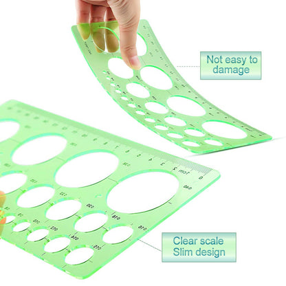Geometric Drawings Templates Measuring Geometry Rulers 15 Pcs with 1 Pack File Bag for Design School Studying Office Building…