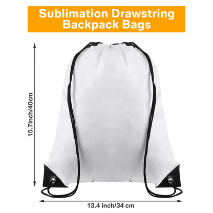 30 Pcs Blank Sublimation Drawstring Bags Drawstring Backpack Bulk Heat Press Reusable Polyester Sublimation Bags Cinch Sackpack for Gym Sport DIY Craft, White