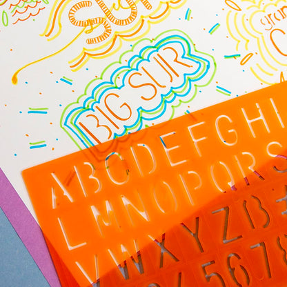 Letter Stencil Sets, Sizes 8 10 20 30 mm, Letters Number Mathematics Sign, Clear Plastic Stencils, 1-Pack