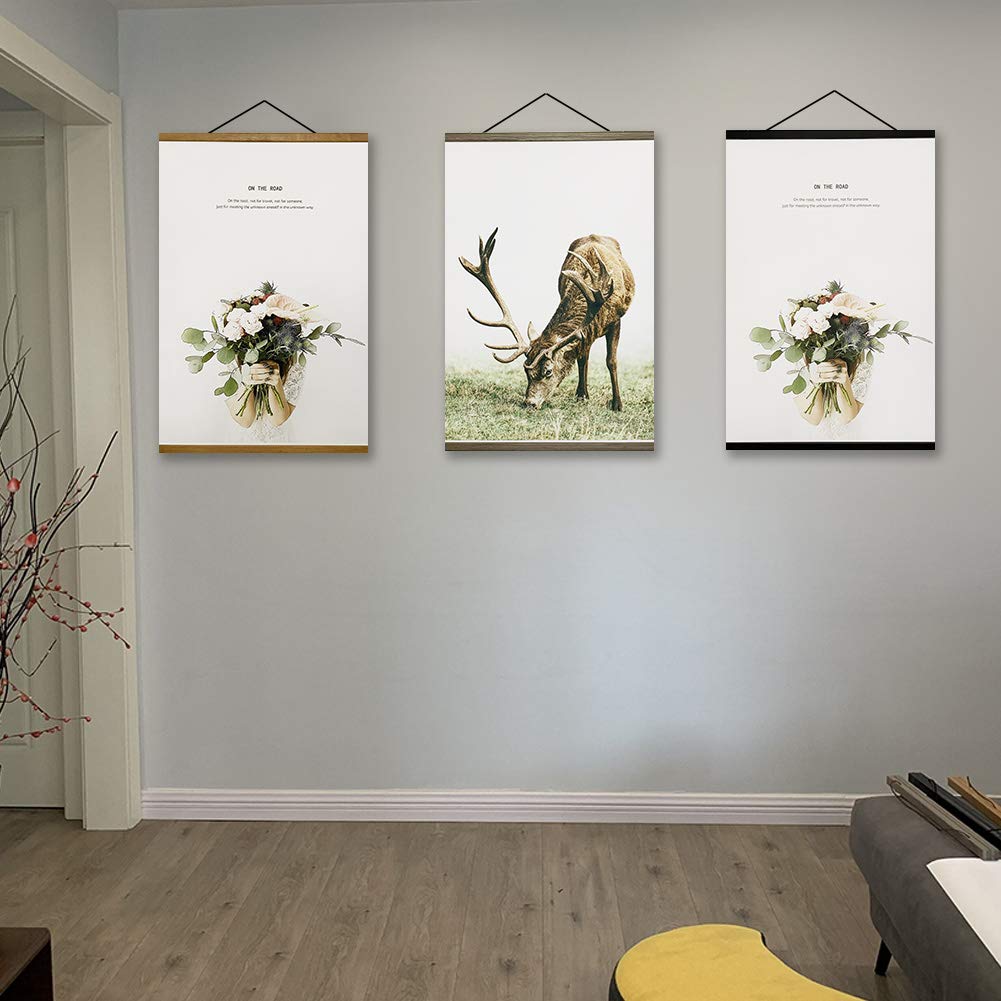 2 Pack Poster Frame,12x15 12x16 12x17 12x18 12x20 Magnetic Light Wood Wooden Frames Hanger for Photo Picture Art Canvas Print Artwork Wall Hanging Teak Wood 12''