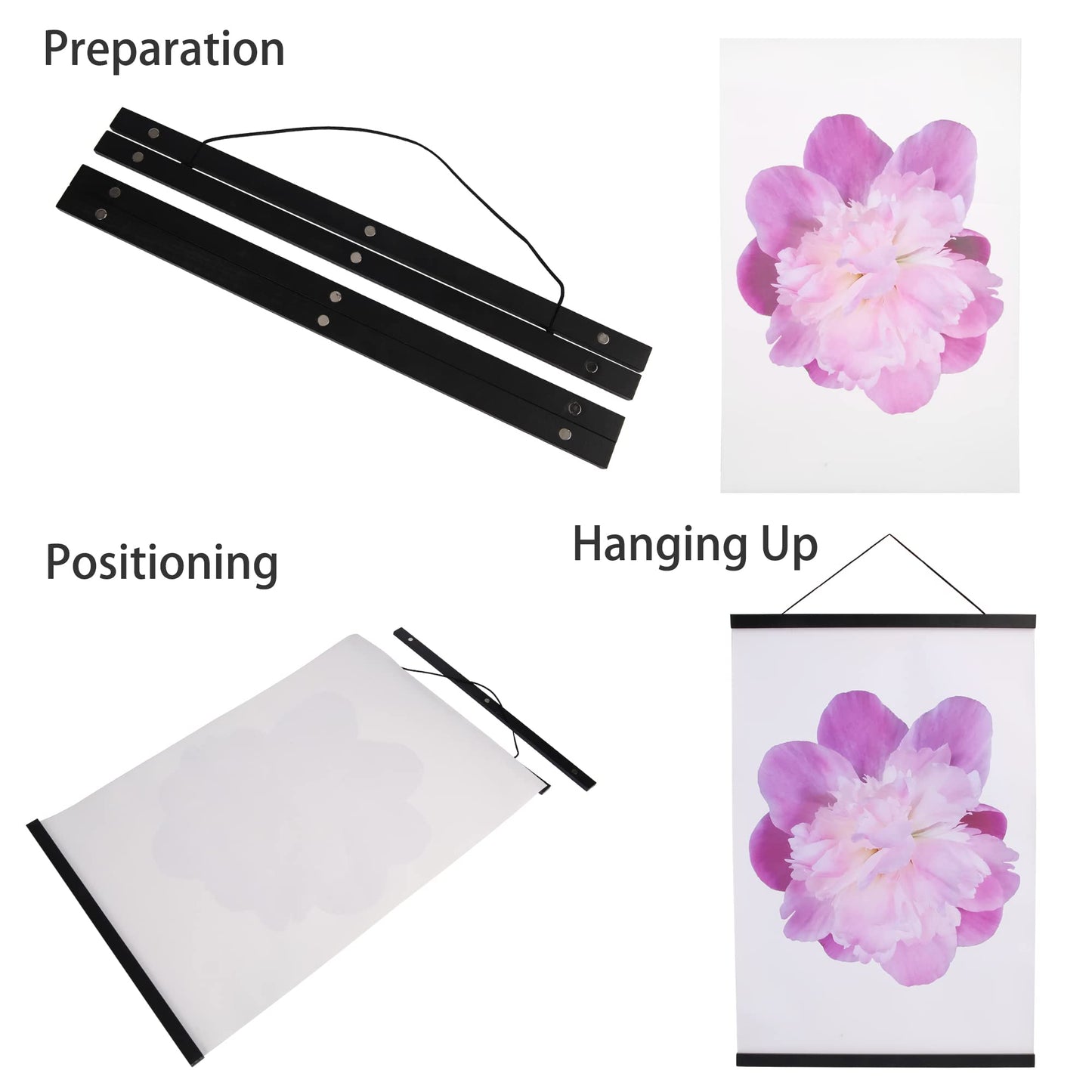 Magnetic Poster Hanger Frame, 16x24 16x22 16x20 Poster Frame, 16 Inch Wide Magnetic Hanger Picture Frame,Black,1Pack