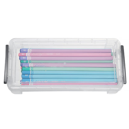 Large Capacity Pencil Box, Office Supplies Storage Organizer Box, Brush Painting Pencils Storage Box Watercolor Pen Container Drawing Tools(6 Pack Clear)