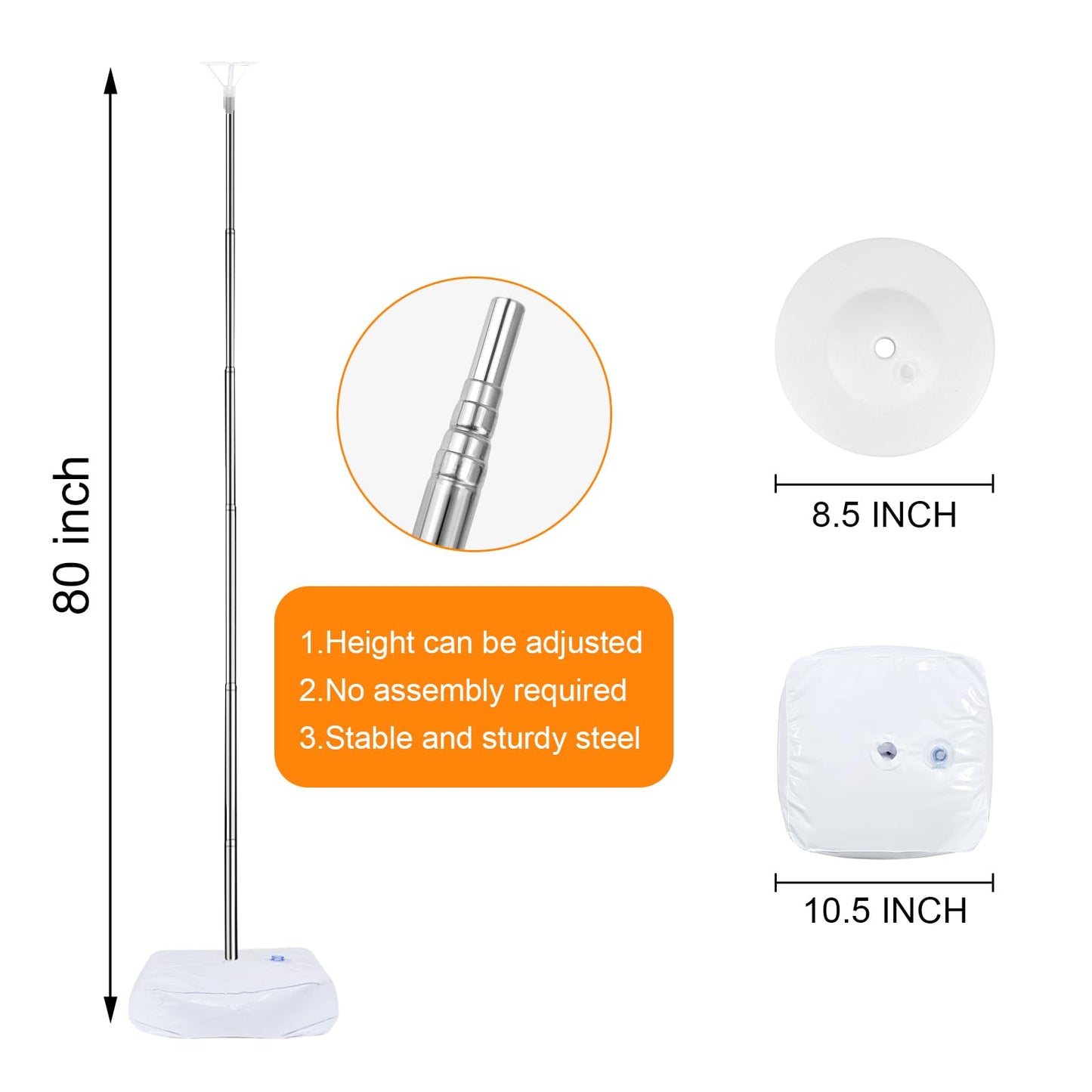 Balloon Column Stand Set of 2, 6.6ft Balloon Arch Stand Adjustable Balloon Column kit with Base Telescopic for Baby Shower Wedding Birthday Graduation Party Decorations (2)