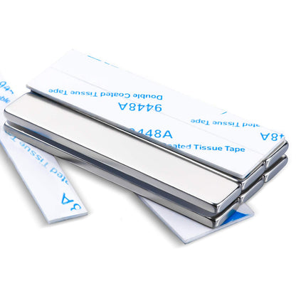 Strong Rare Earth Neodymium Magnets, Heavy Duty Bar Magnets with Double-Sided Adhesive, Powerful Pull Force, Perfect for Fridge, Garage, Kitchen, Science, Craft, Office, DIY 60x10x3mm 6pack