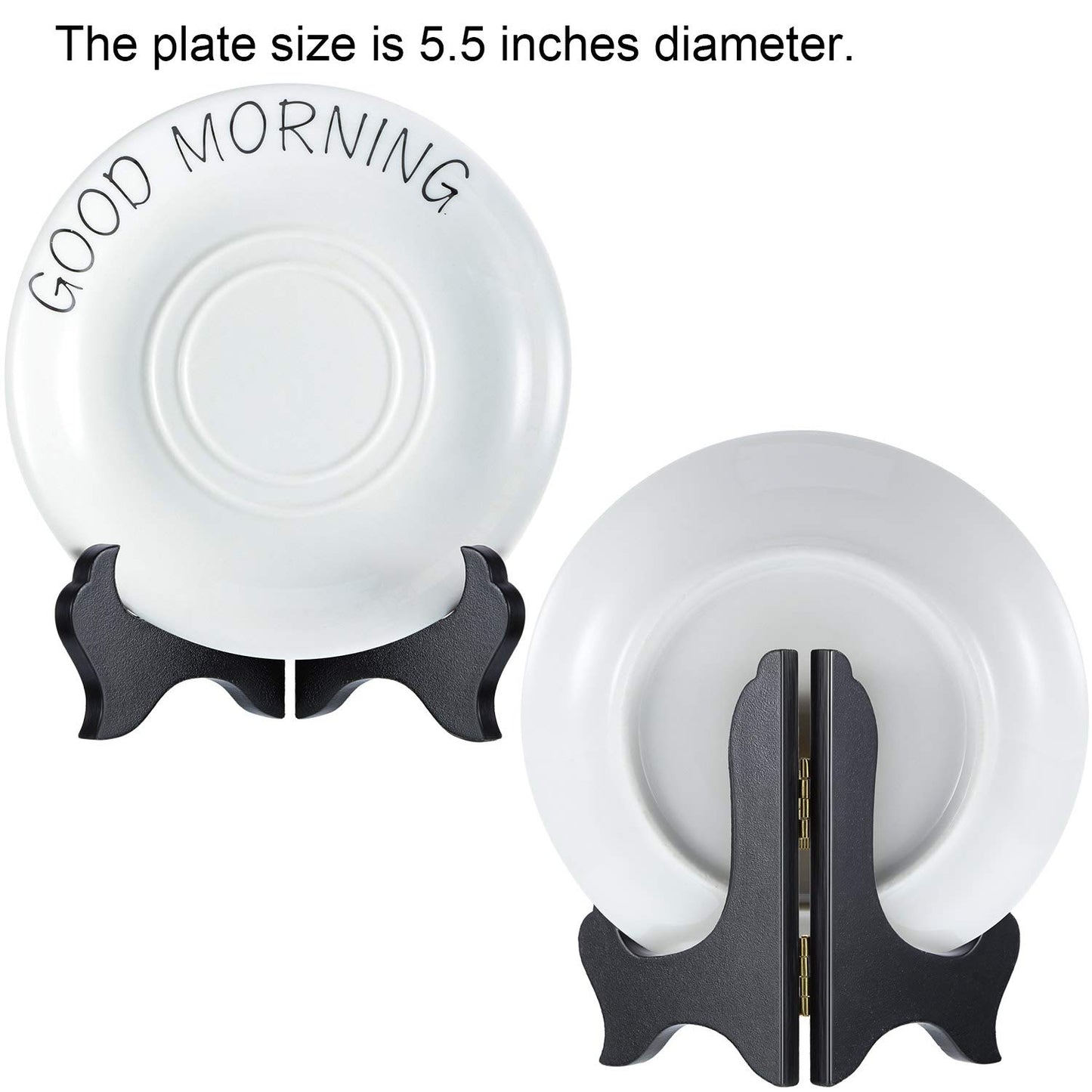 4 Packs Wooden Display Stand Decorative Plate Stands for Display Picture Frame Holder Easels(Black,4 Inch)