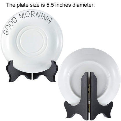 4 Packs Wooden Display Stand Decorative Plate Stands for Display Picture Frame Holder Easels(Black,4 Inch)