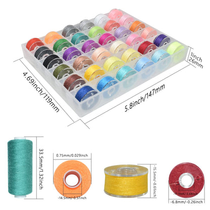 72Pcs 36 Colors Sewing Thread Set with Matching Prewound Bobbin Threads and Case, 550 Yards per Polyester Thread, Popular Colors for Hand & Machine Sewing