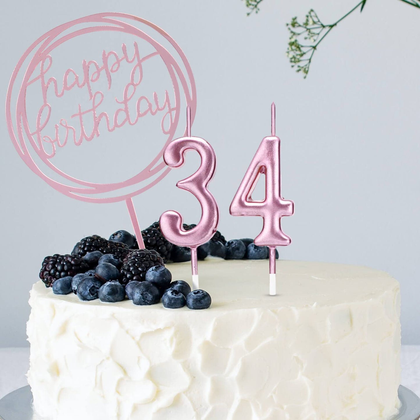 10-Piece Number Candles - Rose Gold, Glitter Cake Toppers for Wedding or Birthday Cakes