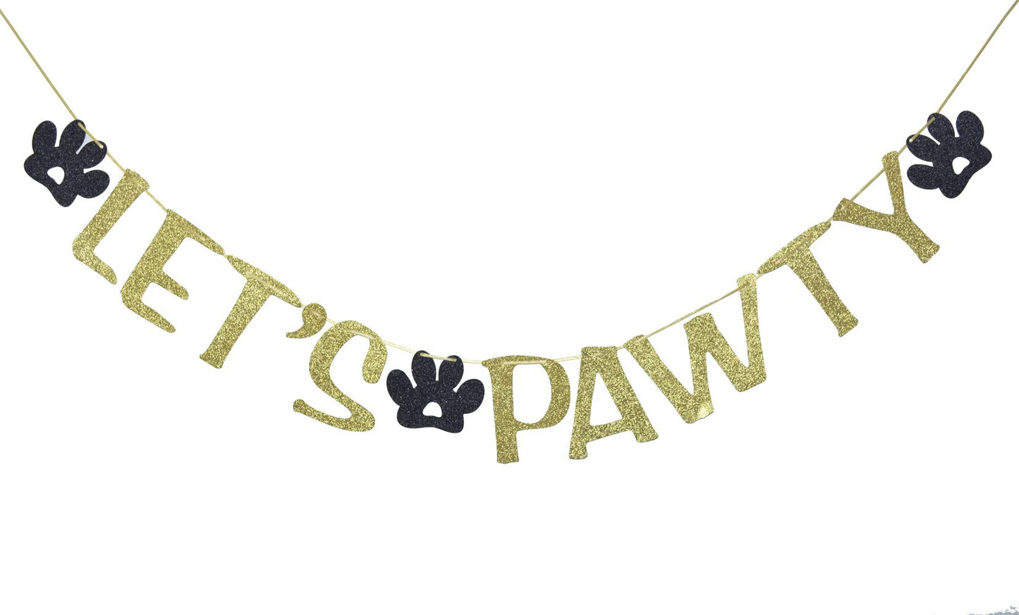 Dog Themed Party Banner Garland for Pet Birthday Party Decor Dog Pawty Photo Prop Backdrop (Gold)