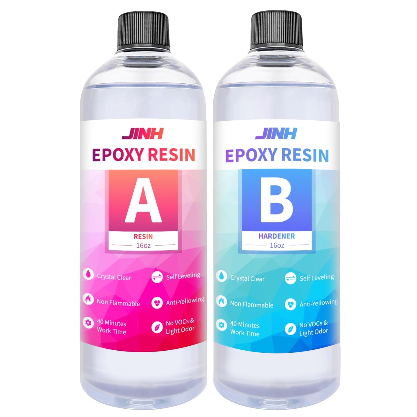 Epoxy Resin Kit Two Part 32 oz Crystal Clear Non-Yellowing Self-Leveling High Gloss UV & Heat Resistant Art/Craft/River Tables Beginner Friendly