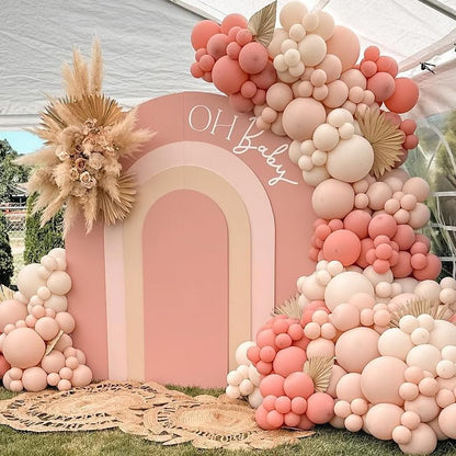 Pink Bow Balloons, 35PCS Light Pastel Pink Cream Balloon, Dusty Blush Pink Beige Balloons for Girls Women Birthday Wedding Bridal Baby Shower Boho Princess Coquette Theme Party Decorations Supplies