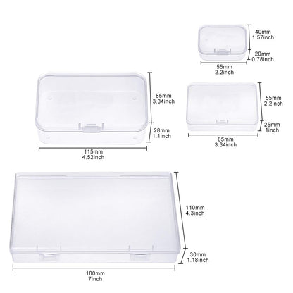 24 Pieces Mixed Sizes Rectangular Empty Mini Clear Plastic Organizer Storage Box Containers with Hinged Lids for Small Items and Other Craft Projects