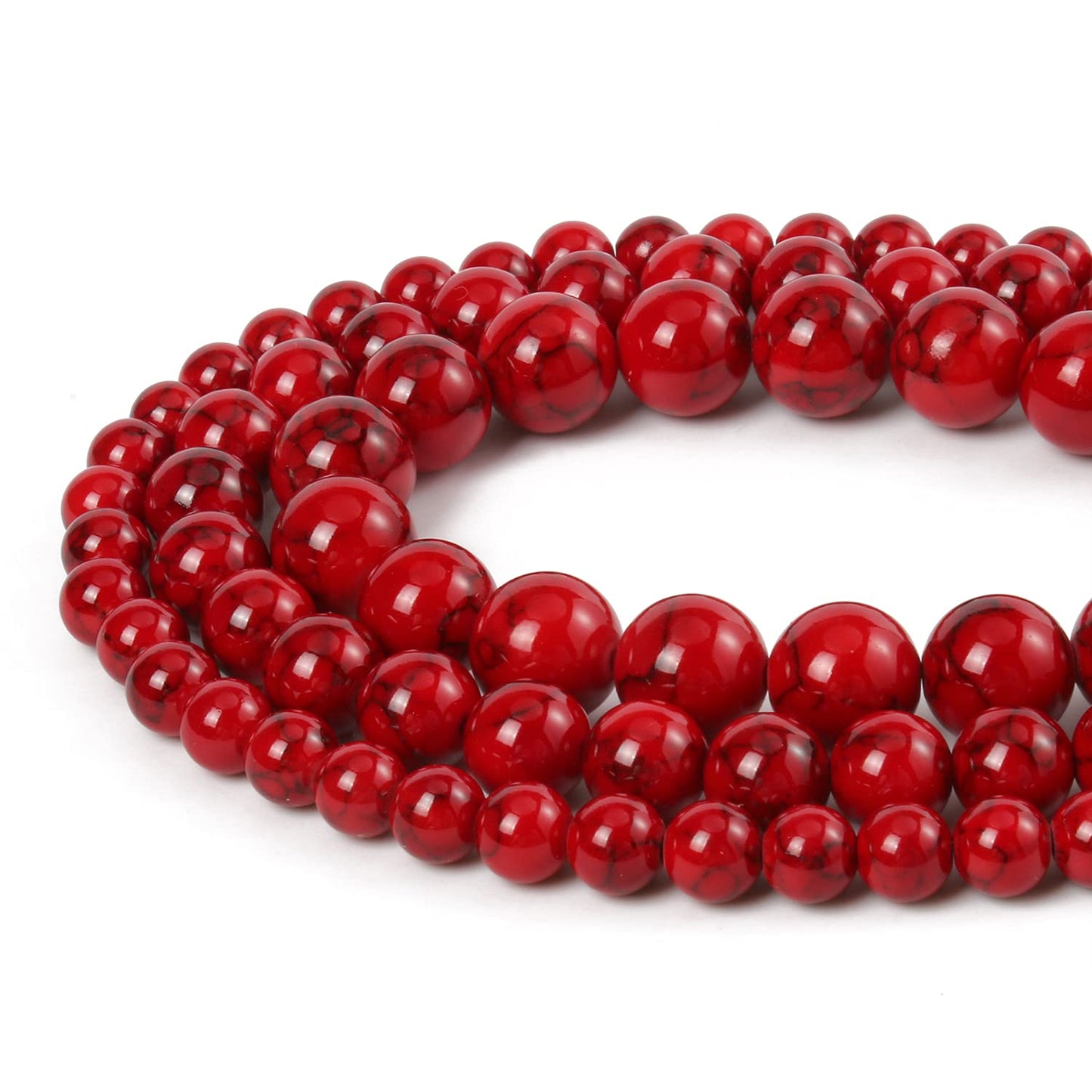 Beads for Bracelets Red Beads 6MM Beads Red Turquoise Bead Crystal Gemstone Beads for Bracelets, Natural Stone Beads for Jewelry Making 60pcs