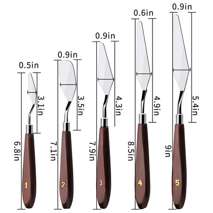 Cake Cream Spatula 5 Pieces/Set Stainless Steel Frosting Baking Pastry Tool Mixing Set Cake Icing Oil Painting Decorating Cream Toner Tool