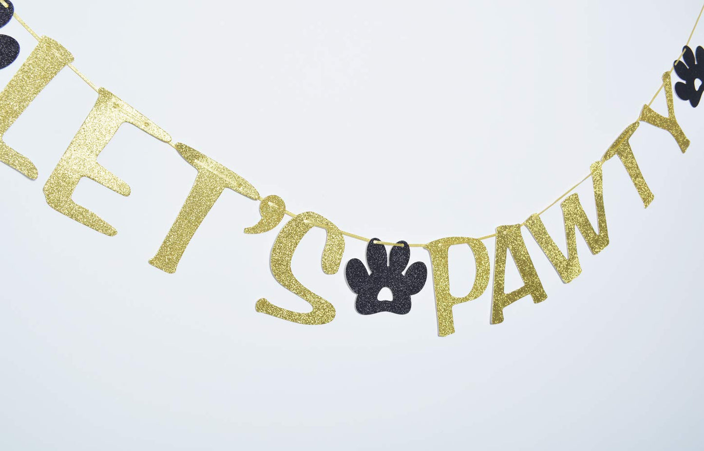 Dog Themed Party Banner Garland for Pet Birthday Party Decor Dog Pawty Photo Prop Backdrop (Gold)
