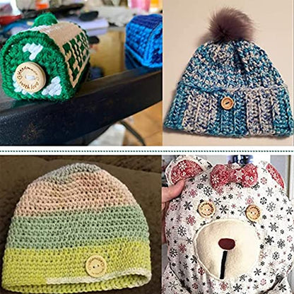 Handmade with Love Buttons - 150 Pcs Round Wooden Craft Decor Buttons, 2 Holes for 15mm/20mm/25mm Sewing