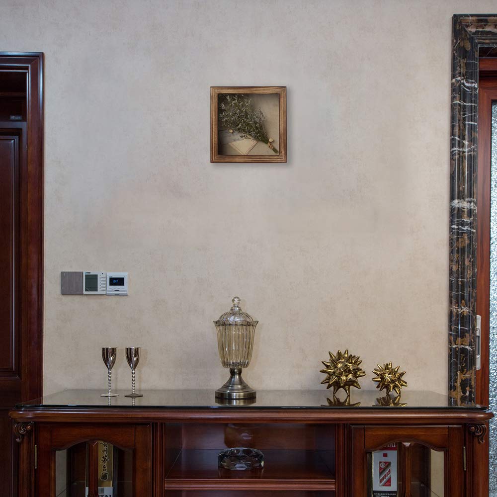 Shadow Box Frame 8x8 Shadow Boxes Display Case with Linen Back Memorabilia Awards Medals Bouquet Photos Picture Badge Wedding Memory Box for Keepsakes Carbonized Small Pin Board