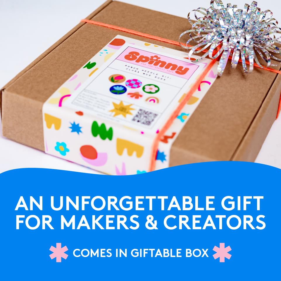 Punch Needle Kit, Set of 6 Coasters, Includes Beginner Video Tutorials and Instructions, Beginner Punch Stitch for Adults, Mug Rug Punch Needle Kit,