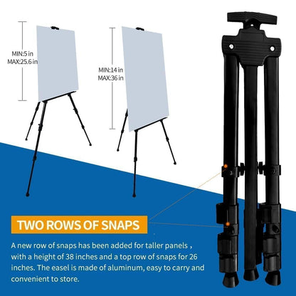 Easel Stand for Sign and Painting: Art Portable Adjustable Metal Tripod Easels for Display Height from 17 to 66 Inch -Canvas Stand for Table-Top/Floor Paint for Artists Adult Holder or Teen