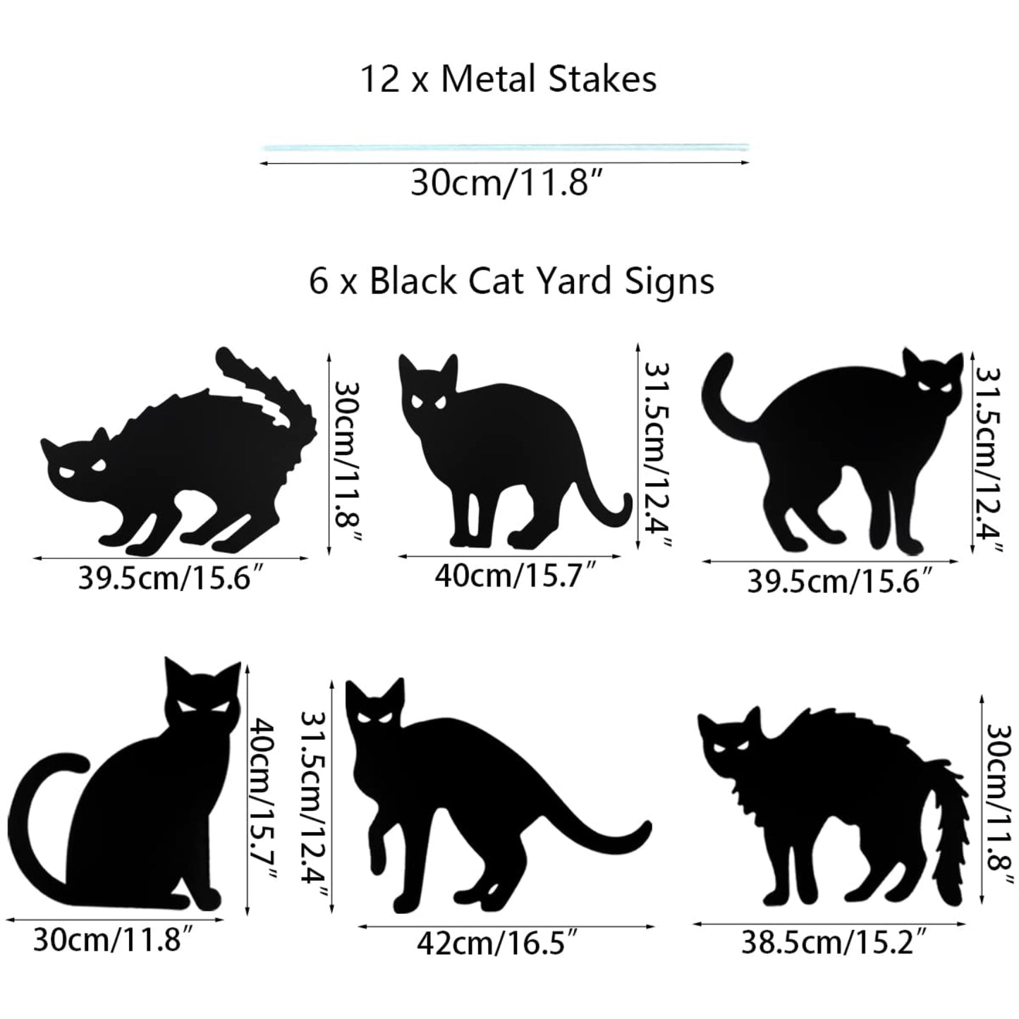 6 Pack Halloween Black Cat Yard Signs with Stakes Scary Silhouette Halloween Decorations for Outdoor Yard Lawn Garden Halloween Decor