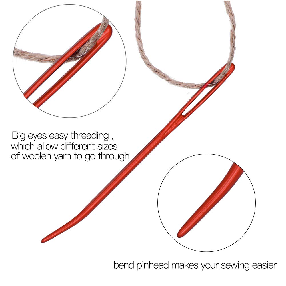 Yarn Needle, Bent Needle Tapestry Needle Set Wool Needles Large-Eye Blunt Needles Sewing Needles Weave Knitting Needles with Box (Random Color)