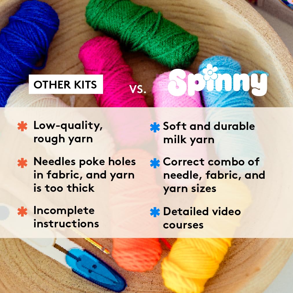 Punch Needle Kit, Set of 6 Coasters, Includes Beginner Video Tutorials and Instructions, Beginner Punch Stitch for Adults, Mug Rug Punch Needle Kit,