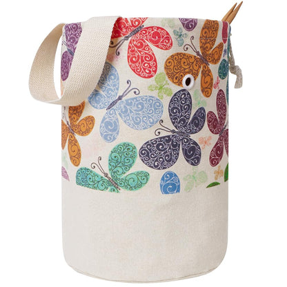 Yarn Bag, Knitting Crochet Bag, Portable Yarn Storage Bags Organizer for Crocheting Project, Store Skein Ball, Short Knitting Needle (Medium, Butterfly)