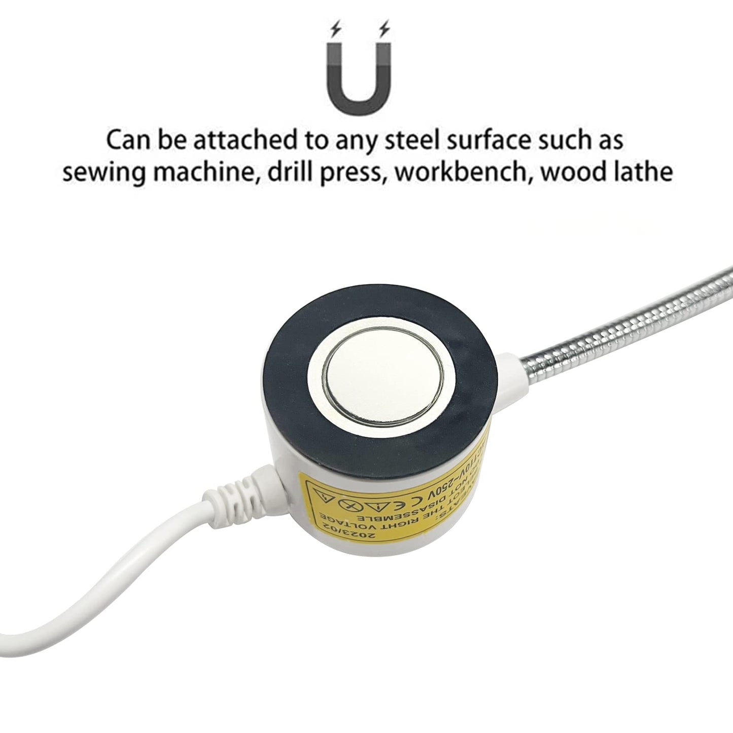 30LEDs Sewing Machine Light, 6 Watt Portable Work Light, Flexible Gooseneck Lampe with Magnetic Base for Workbench Lathe Drill Press(White) (2 Pack)