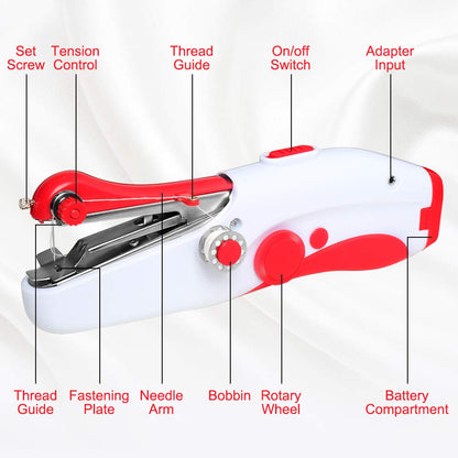 Handheld Sewing Machine, Mini Portable Electric Sewing Machine for Beginners Adult, Easy to Use and Fast Stitch Suitable for Clothes,Fabrics, Cutains,DIY Home Travel