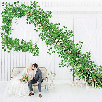 12 Pack 84Ft Artificial Ivy Garland, Fake Vines UV Resistant Greenery Leaves Fake Plants Hanging Aesthetic Vines for Home Bedroom Party Garden Wall Room Decor