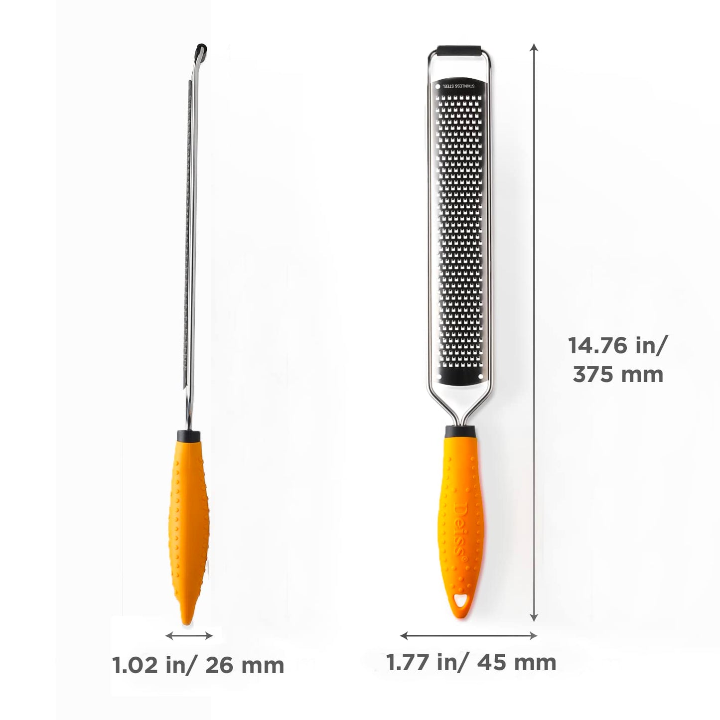 PRO Citrus Lemon Zester & Cheese Grater — Parmesan Cheese, Lemon, Ginger, Garlic, Nutmeg, Chocolate, Vegetables, Fruits - Razor-Sharp Stainless Steel Blade + Protect Cover - Dishwasher Safe