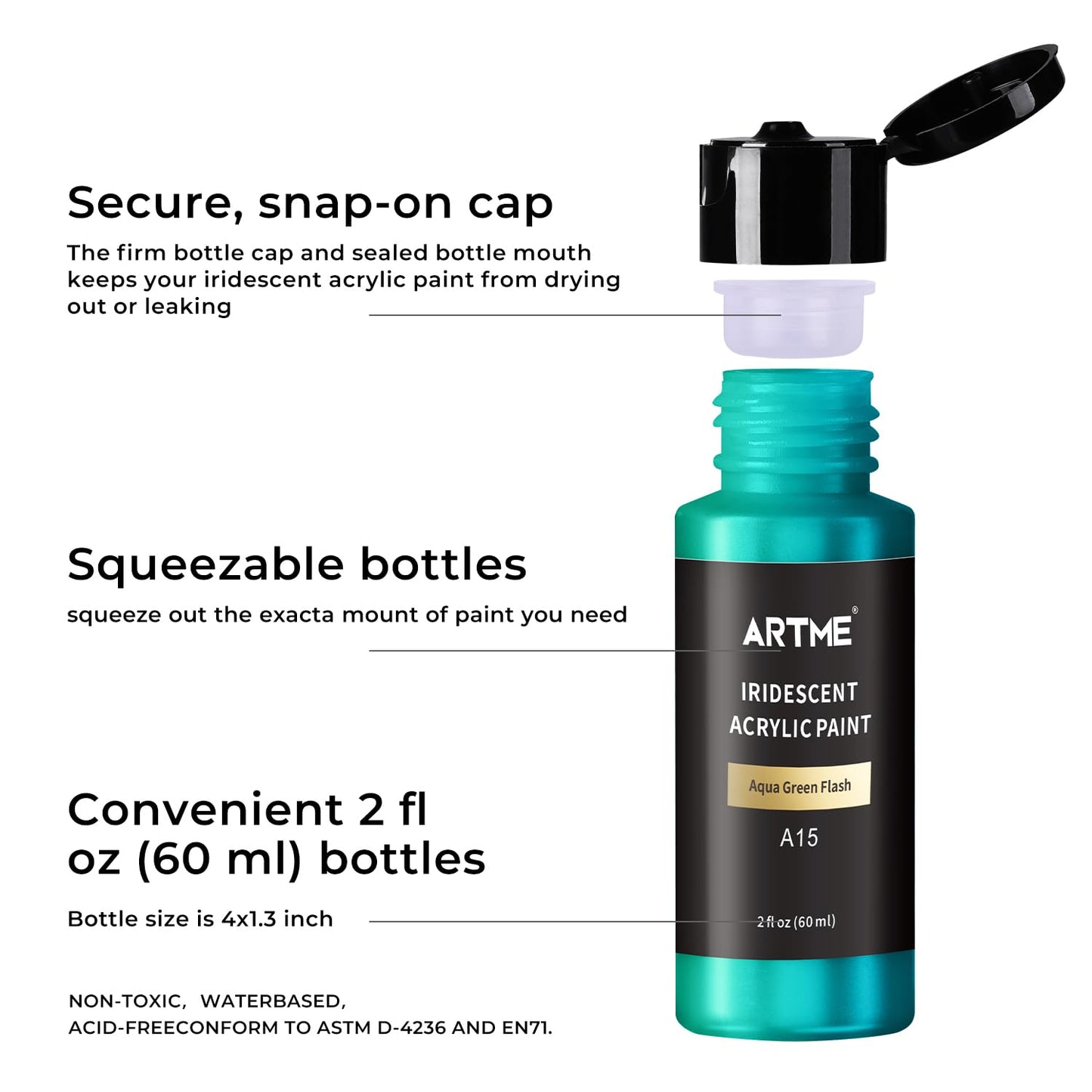 Iridescent Acrylic Paint Set, 20 Chameleon Colors in 2 oz/60ml Bottles, Color-shifting Acrylic Paint Perfect for Artists, Beginners on Canvas, Rocks, Wood, Fabric, Ceramic