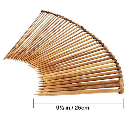 Bamboo Knitting Needles Set, Exquiss 18 Pairs Circular(31.5”) Wooden Knitting Needles with Colored Plastic Tube, 36PCS Single Pointed Bamboo Knitting Needles(9.5”), Include Knitting Tools for Weaving