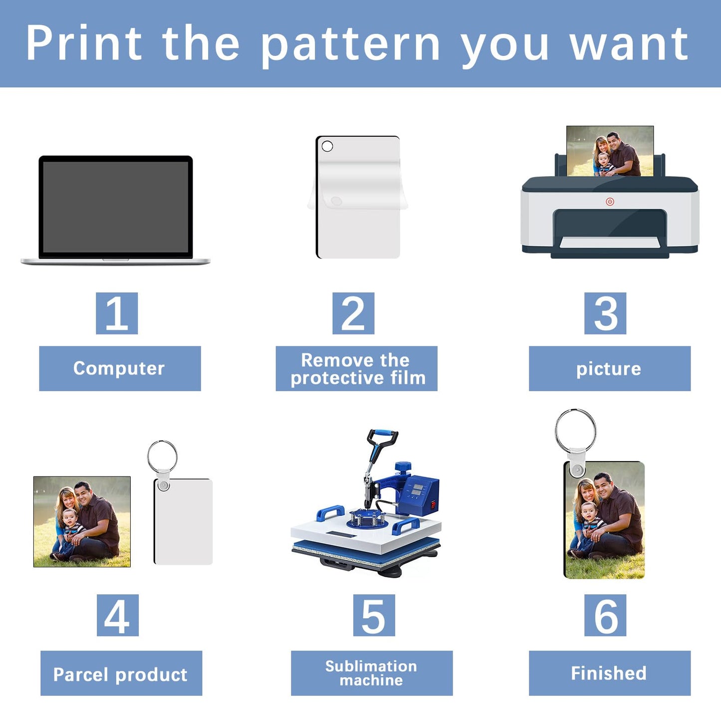 240Pcs Sublimation Keychain Blanks Rectangle Bulk Products Double Sides 80 MDF Sublimation Keychains Blank with 160 Rings and Clips Heat Transfer for Craft