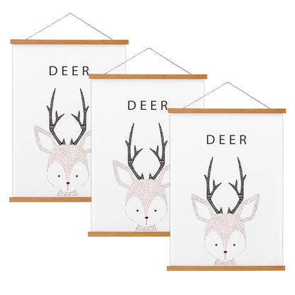 3 Pack Magnetic Poster Hanger Frame, Teak Wood Magnet Poster Frame for Posters, Prints, Photos, Pictures, Maps, Scrolls, and Canvas Artwork