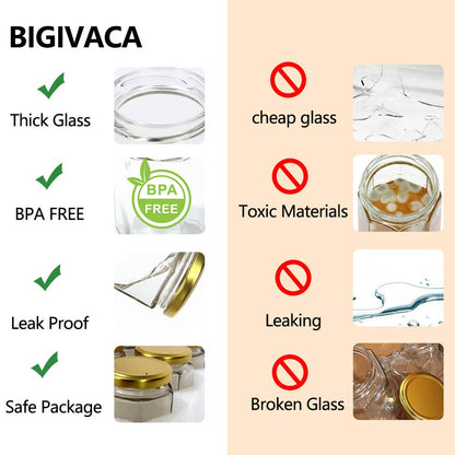 3 Ounce Hexagonal Mini Glass Honey Jar with Wooden Dips, 30 Honey Jars with Gold Lid, Bee Pendant, Jute, 35 Bees Stickers, Great for Baby Showers, Party Gifts, Wedding Gifts