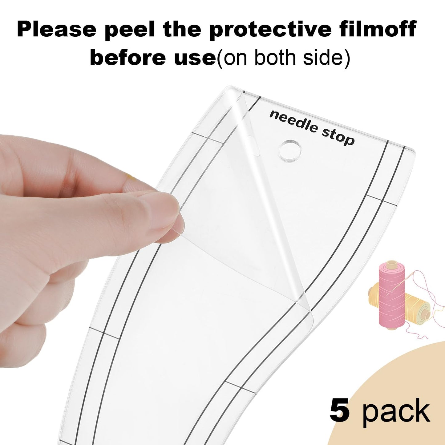 5 Pcs Quilting Ruler and Templates 10.24 Inches Waves Ruler Acrylic Quilting Templates for Machine Quilting Free Motion Quilting Stencils Wavelengths Sewing Rulers for Patchwork Splicing