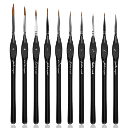 10 pcs Miniature Brushes for Fine Detailing & Art Painting - Acrylic, Watercolor, Oil, Models