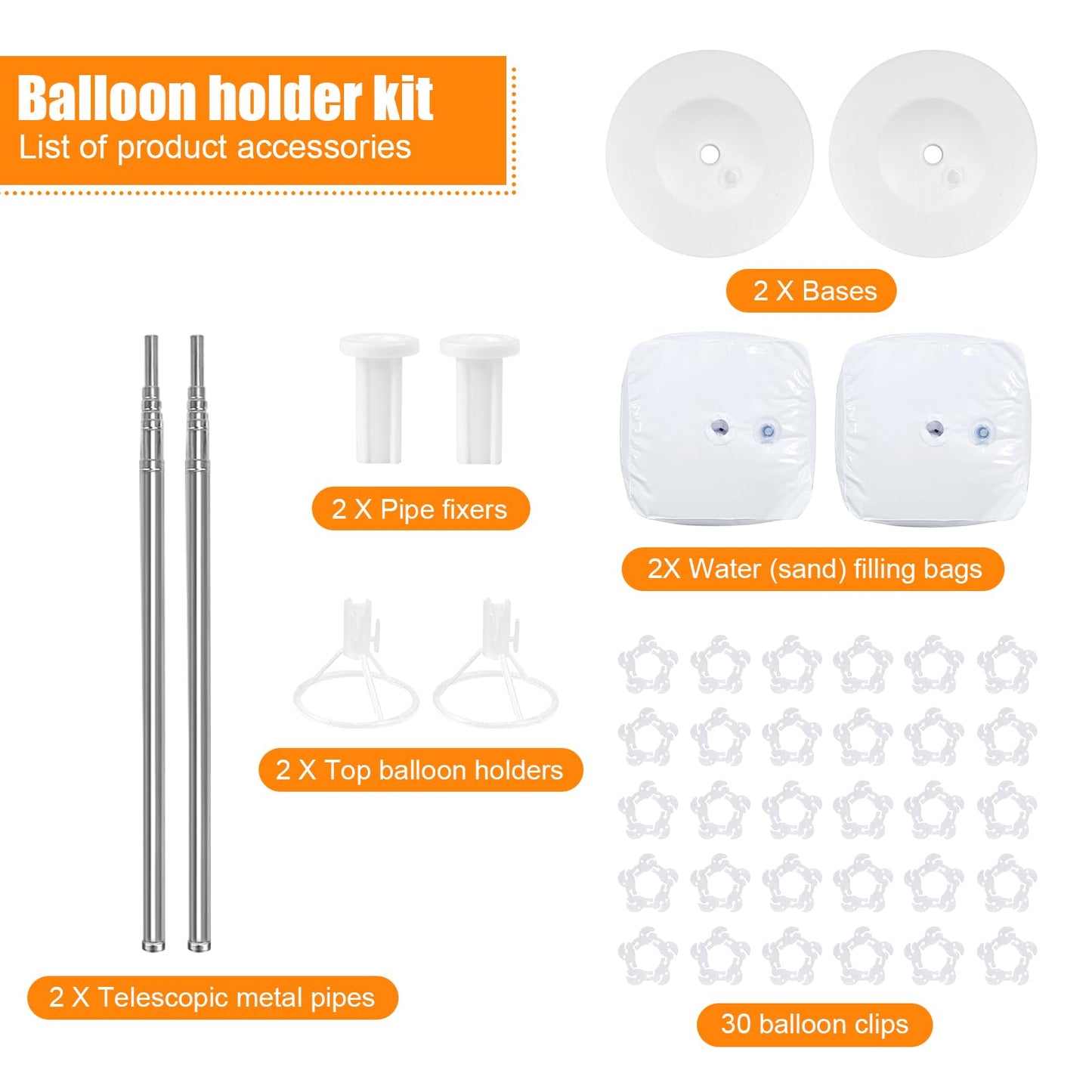 Balloon Column Stand Set of 2, 6.6ft Balloon Arch Stand Adjustable Balloon Column kit with Base Telescopic for Baby Shower Wedding Birthday Graduation Party Decorations (2)