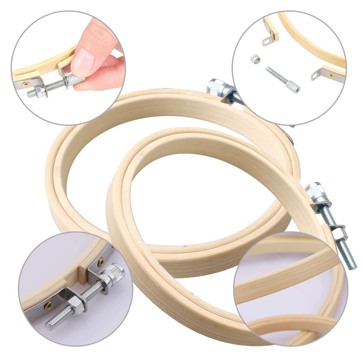 12 Pieces 3 inch Embroidery Hoops,Round Bamboo Adjustable Circle Frame Cross Stitch Hoops for Christmas Ornament,Embroidery,Decoration,Art Craft and DIY Project