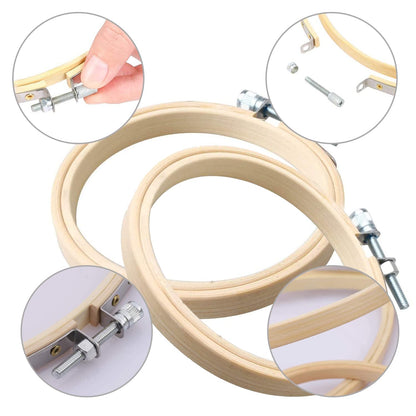 12 Pieces 3 inch Embroidery Hoops,Round Bamboo Adjustable Circle Frame Cross Stitch Hoops for Christmas Ornament,Embroidery,Decoration,Art Craft and DIY Project