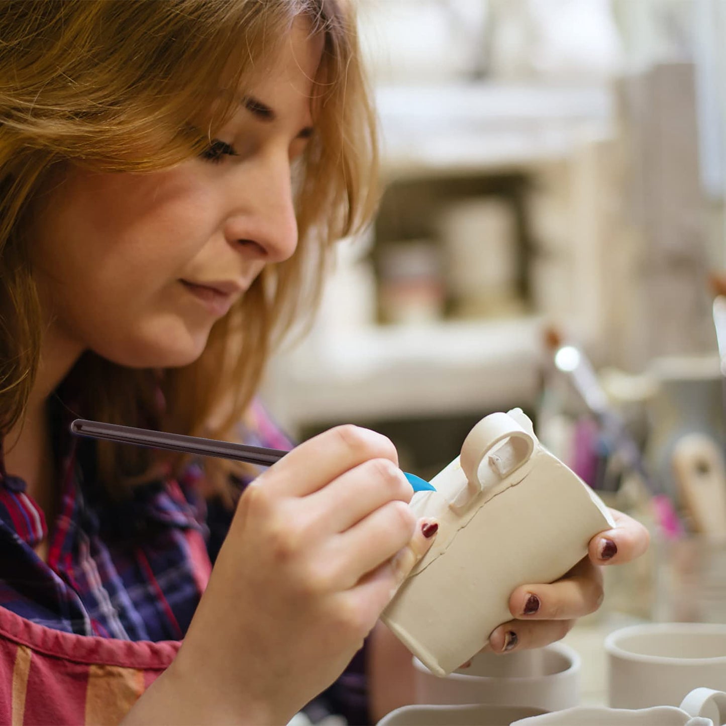 10Pcs Silicone Clay Sculpting Tool, Modeling Dotting Tool & Pottery Craft use for DIY Handicraft, Silicone Brush, Sculpture Pottery, Nail Art