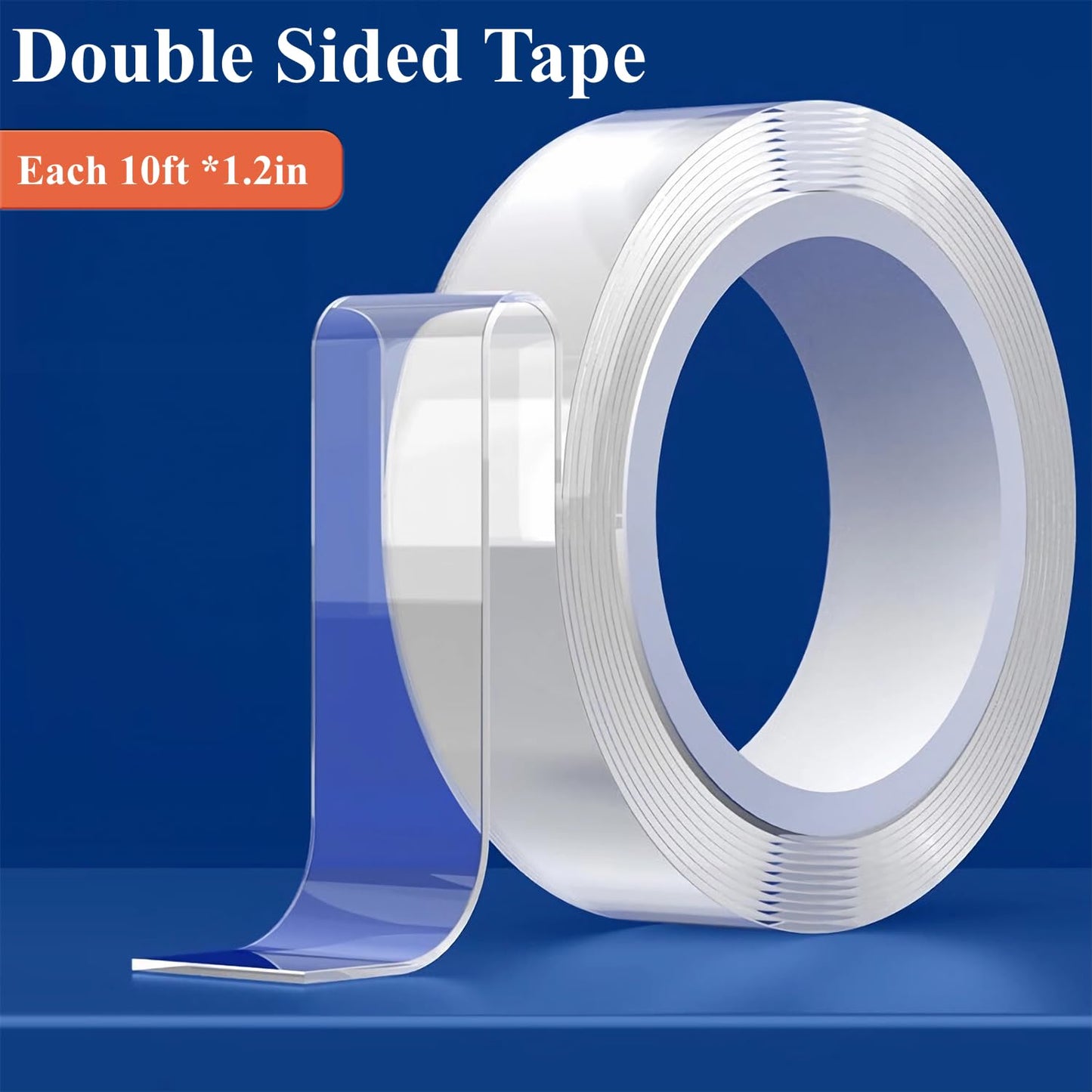 Double Sided Tape Heavy Duty 1.18 Inch x 240 Inch(20ft), Nano Double Sided Adhesive Tape, Clear Mounting Tape for Walls,Picture Hanging Adhesive Strips,Removable & Waterproof Poster Tape