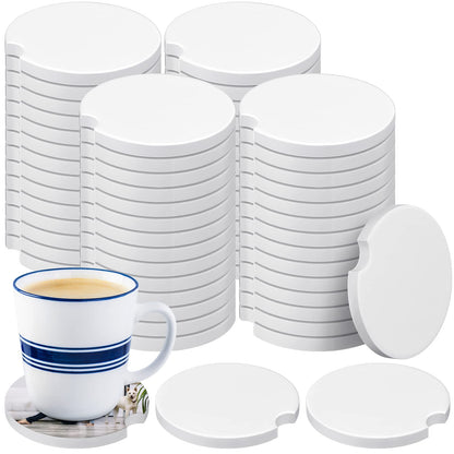 Ceramic Car Sublimation Blanks Cupholders Sandstone for Car Cup with Finger Notch for Easy Removal Ceramic Auto Cupholder Keep Vehicle from Cold Drink Sweat Stain Spill(24 Pieces)