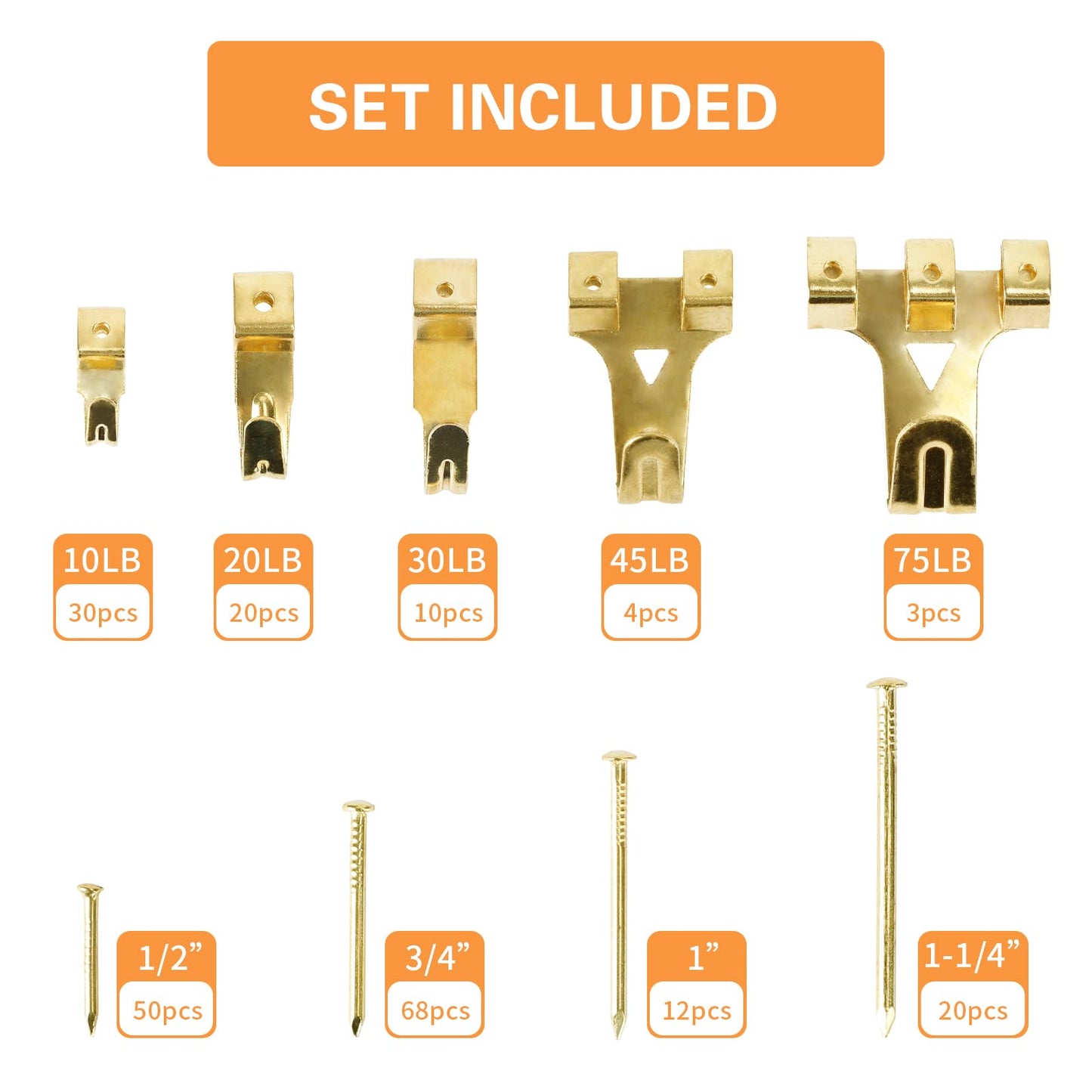 276pcs Picture Hanging Kit, Picture Hangers, Heavy Duty Frame Hooks Assortmentwith Nails, Hanging Wire, Screw Eyes, D Ring and Sawtooth Hardware for Frames Mounting