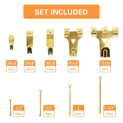 276pcs Picture Hanging Kit, Picture Hangers, Heavy Duty Frame Hooks Assortmentwith Nails, Hanging Wire, Screw Eyes, D Ring and Sawtooth Hardware for Frames Mounting