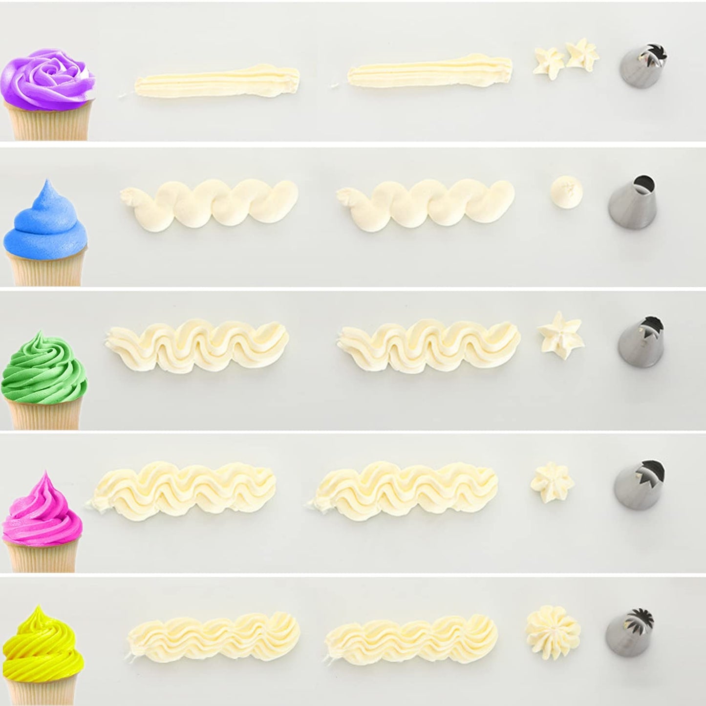 Large Piping Tips Set, Stainless Steel Frosting Piping Kit, 5 Pieces Pastry Cake Decorating Tips Baking Tools for Cookies Cupcake Decorating Kit (1A 1E 348 347 356)