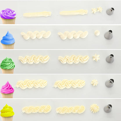 Large Piping Tips Set, Stainless Steel Frosting Piping Kit, 5 Pieces Pastry Cake Decorating Tips Baking Tools for Cookies Cupcake Decorating Kit (1A 1E 348 347 356)